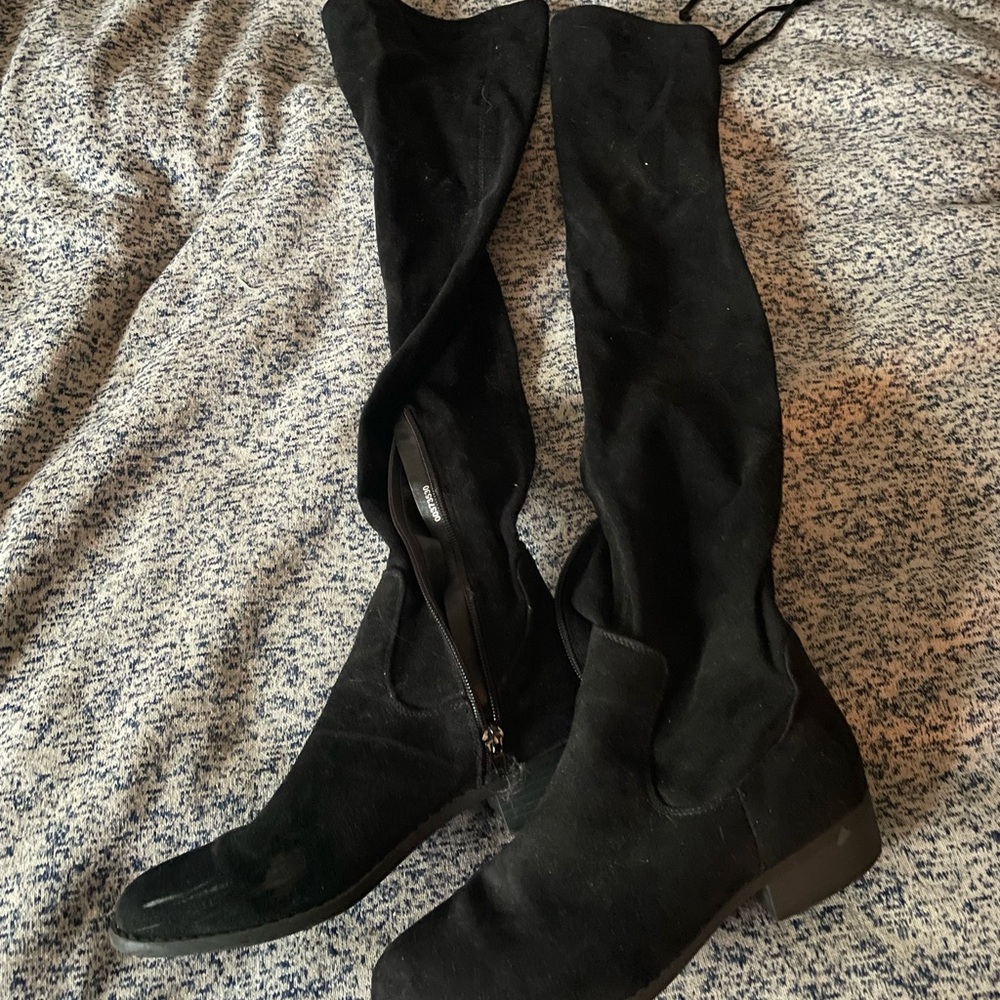 Black Velvet knee-high boots